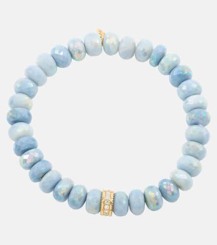 Kt gold and rondelle opal beaded bracelet with diamonds - Sydney Evan - Modalova