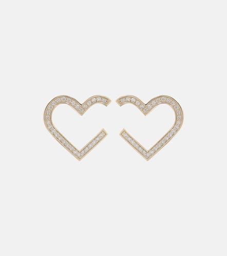 Pendientes de aro Heart de oro de 14 ct con diamantes - Sydney Evan - Modalova