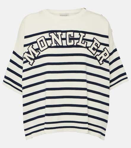 T-shirt in cotone a righe con logo - Moncler - Modalova