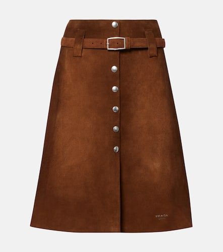 Prada Belted suede midi skirt - Prada - Modalova