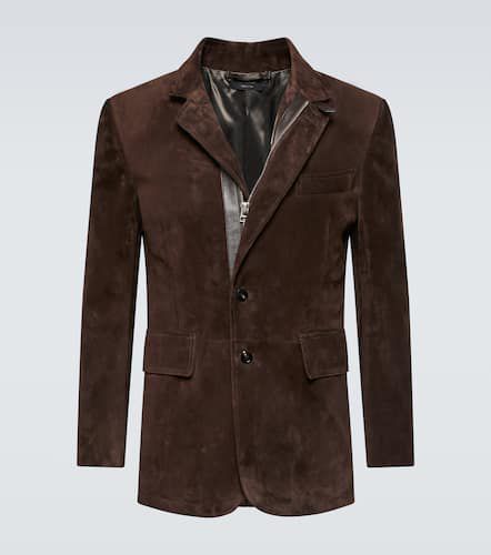 Leather-trimmed suede blazer - Tom Ford - Modalova