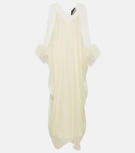 Feather-trimmed silk gown - Taller Marmo - Modalova