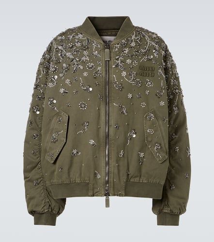 Chaqueta bomber de gabardina de algodón - Miu Miu - Modalova