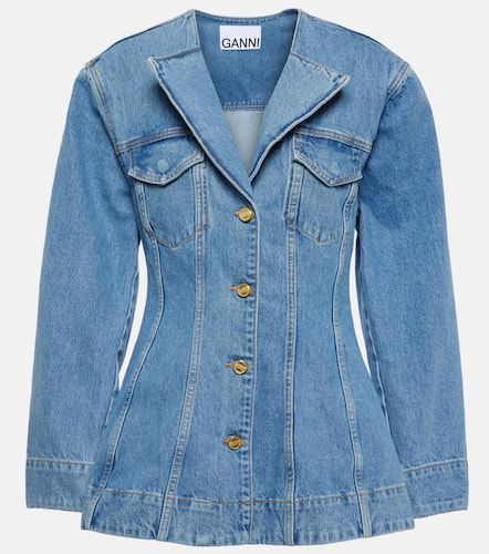 Blazer de botonadura simple en denim - Ganni - Modalova