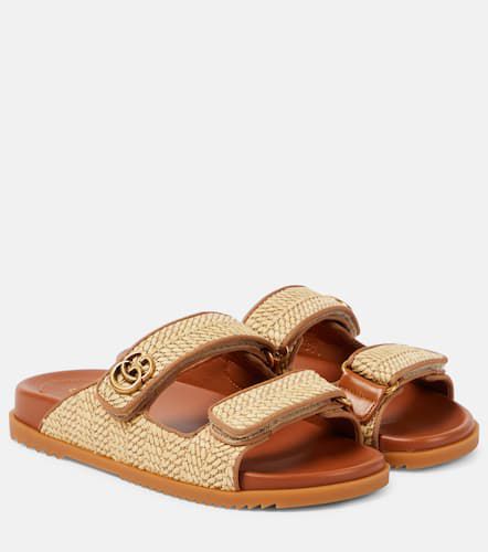 Sandalias de efecto rafia con piel y GG - Gucci - Modalova