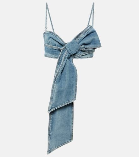 Blumarine Bow-detail denim crop top - Blumarine - Modalova