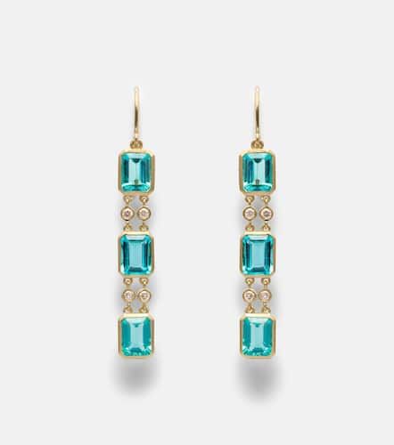 Sofia 18kt gold drop earrings with apatites and diamonds - Ileana Makri - Modalova