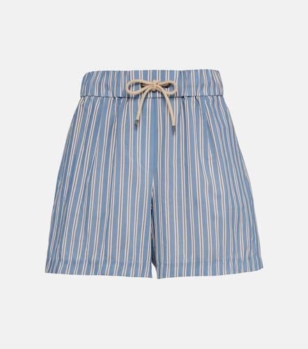 Shorts in cotone e seta a righe - Brunello Cucinelli - Modalova
