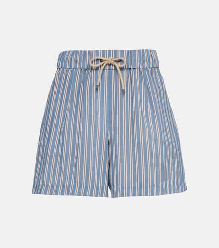 Shorts in seta e cotone a righe - Brunello Cucinelli - Modalova