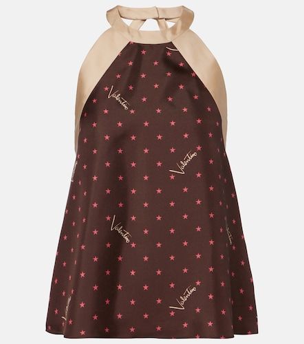 Top de seda estampado con logo - Valentino - Modalova