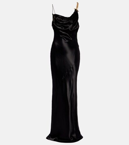 Vestido de fiesta de satén drapeado con cadena - Balmain - Modalova