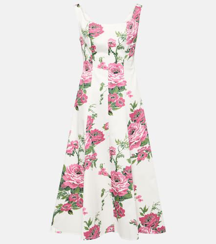 Floral flared cotton-blend midi dress - Carolina Herrera - Modalova