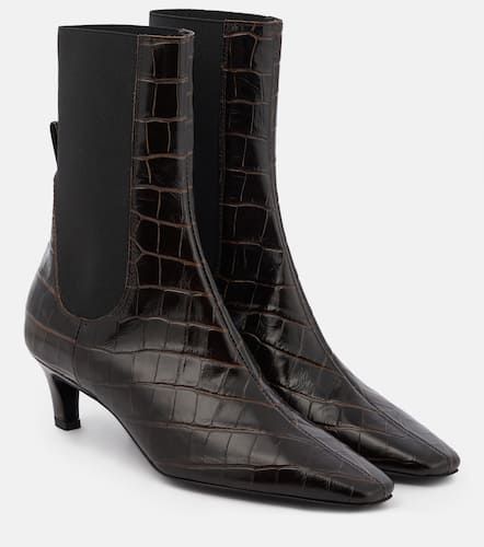 Croc-effect leather ankle boots - Toteme - Modalova