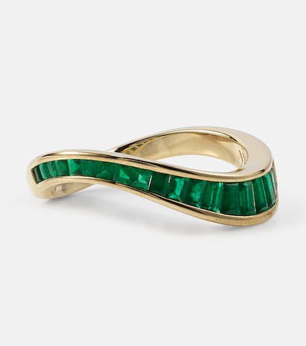 Wave 9kt gold rind with emeralds - Rainbow K - Modalova