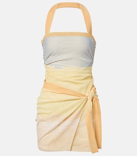 Printed halterneck mesh minidress - SIR - Modalova