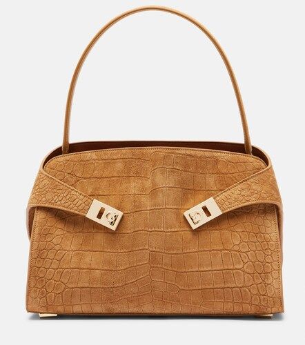 Hug Medium croc-effect suede shoulder bag - Ferragamo - Modalova