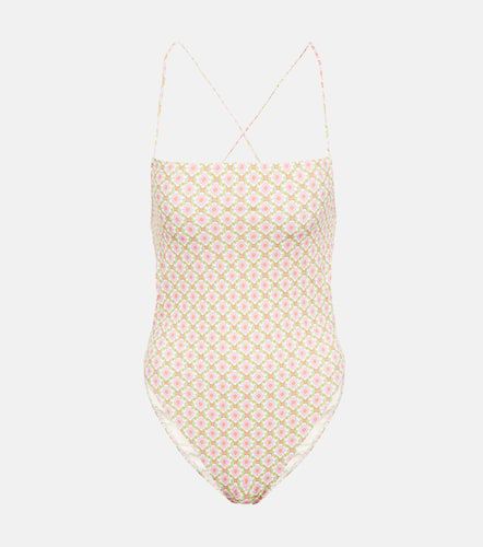 Printed tie-back swimsuit - Tory Burch - Modalova