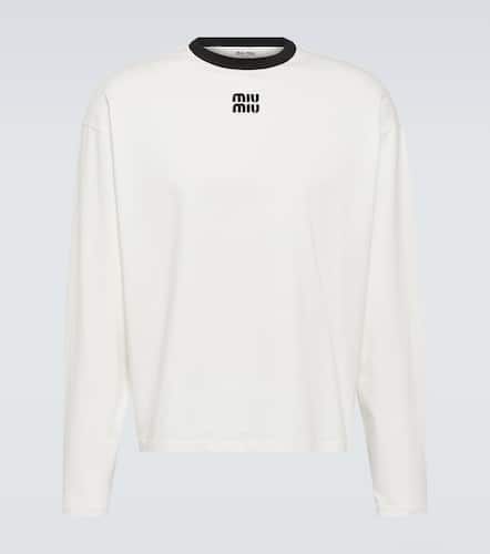 Top de jersey de algodón con logo - Miu Miu - Modalova