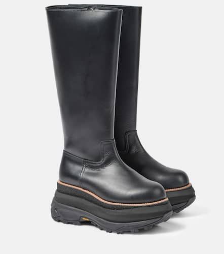 Leather platform knee-high boots - Sacai - Modalova