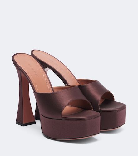 Dalida satin platform mules - Amina Muaddi - Modalova