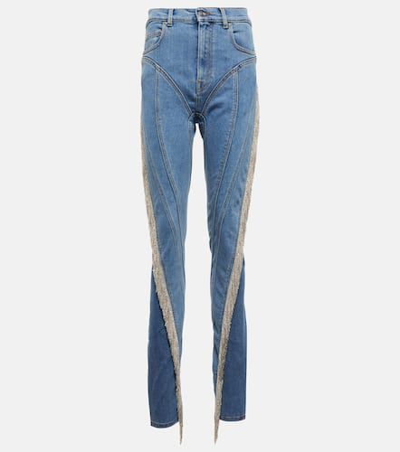 Spiral tassel-trimmed skinny jeans - Mugler - Modalova