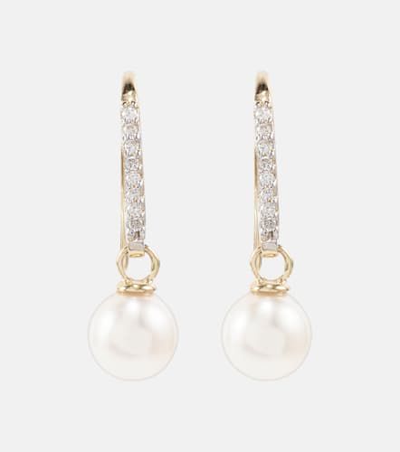 Kt drop earrings with diamonds and pearls - Mateo - Modalova