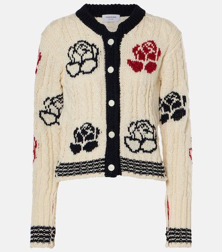 Cardigan Rose in misto lana con intarsi - Thom Browne - Modalova