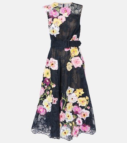 Orchid embroidered lace cocktail dress - Oscar de la Renta - Modalova