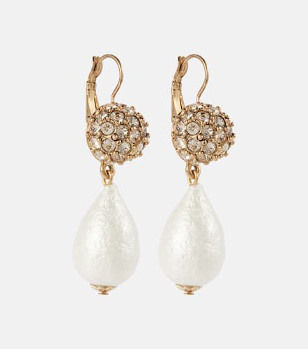 Silk pearl drop earrings with crystals - Oscar de la Renta - Modalova