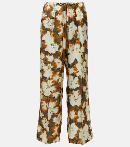 Floral silk wide-leg pants - Dries Van Noten - Modalova