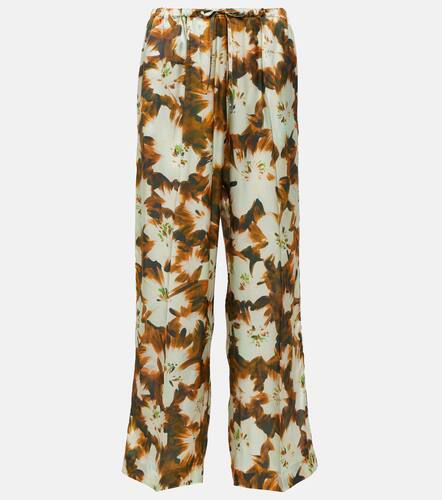 Pantalones anchos de seda floral - Dries Van Noten - Modalova