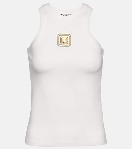 Balmain Tank top in jersey con logo - Balmain - Modalova