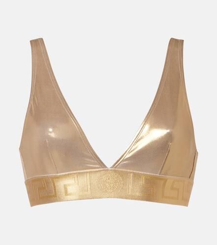 Versace Logo metallic bikini top - Versace - Modalova