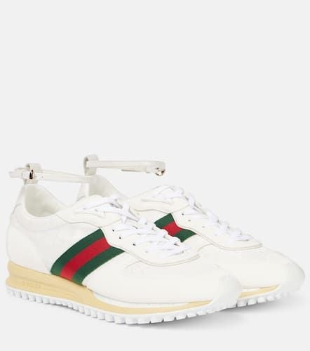 Web Stripe suede-trimmed sneakers - Gucci - Modalova