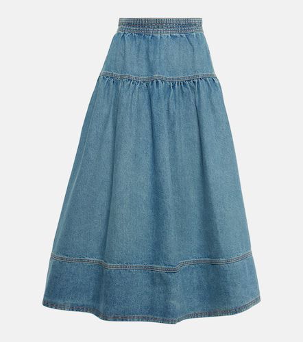 Astrid gathered denim midi skirt - Ulla Johnson - Modalova