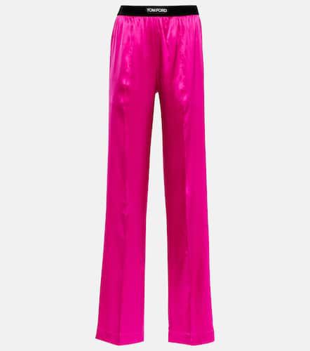 High-rise silk-blend satin pants - Tom Ford - Modalova