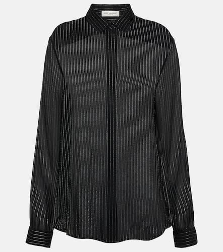 Pinstripe silk-blend shirt - Saint Laurent - Modalova
