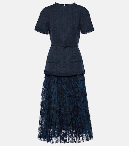 Wool-blend tweed and lace midi dress - Oscar de la Renta - Modalova