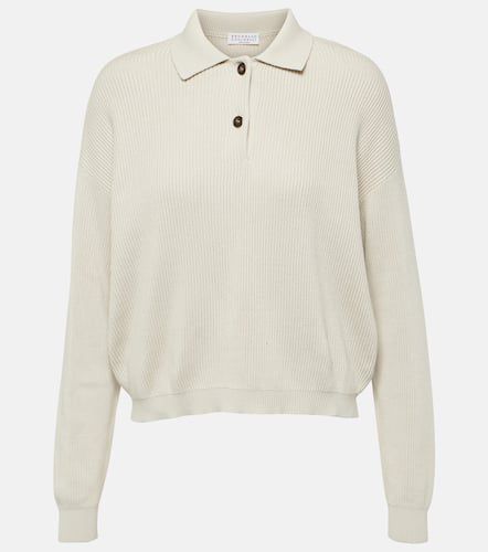 Ribbed-knit cotton polo sweater - Brunello Cucinelli - Modalova