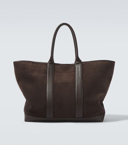Leather-trimmed suede tote bag - Tom Ford - Modalova