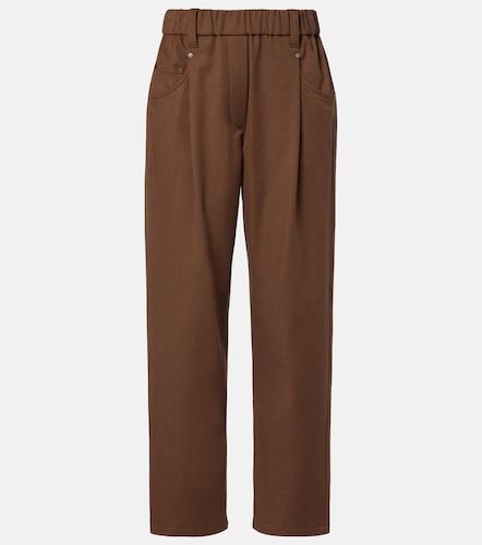 Pantaloni regular in misto cotone con monili - Brunello Cucinelli - Modalova
