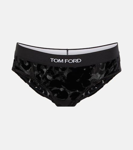 Logo mesh and velvet briefs - Tom Ford - Modalova