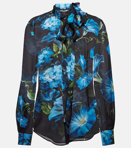 Blusa in seta con stampa floreale - Dolce&Gabbana - Modalova