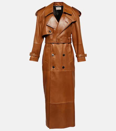 Double-breasted leather trench coat - Saint Laurent - Modalova