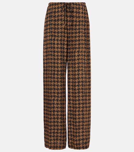 Houndstooth satin straight pants - Dries Van Noten - Modalova