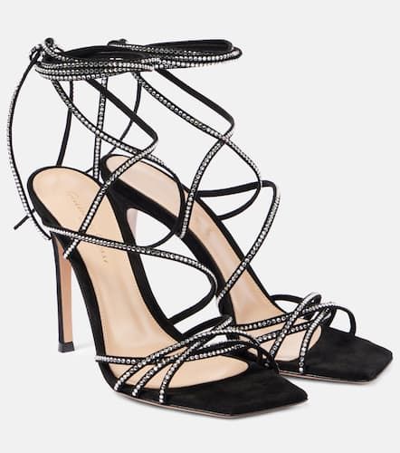 Sandalen Ankletie 105 aus Veloursleder mit Kristallen - Gianvito Rossi - Modalova