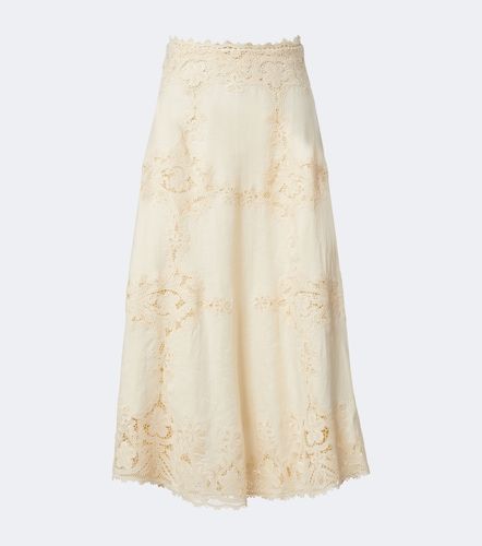Falda midi Fleur de lino con croché - Ulla Johnson - Modalova