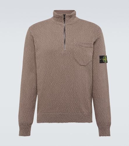 Jersey de algodón y lino con cremallera parcial - Stone Island - Modalova