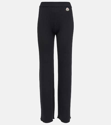 High-rise wool-blend straight pants - Moncler - Modalova