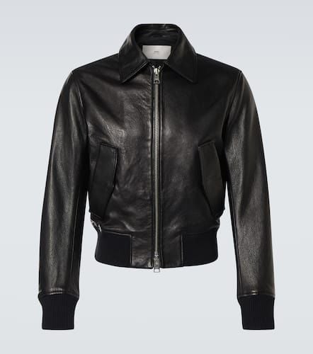 Ami Paris Leather bomber jacket - Ami Paris - Modalova